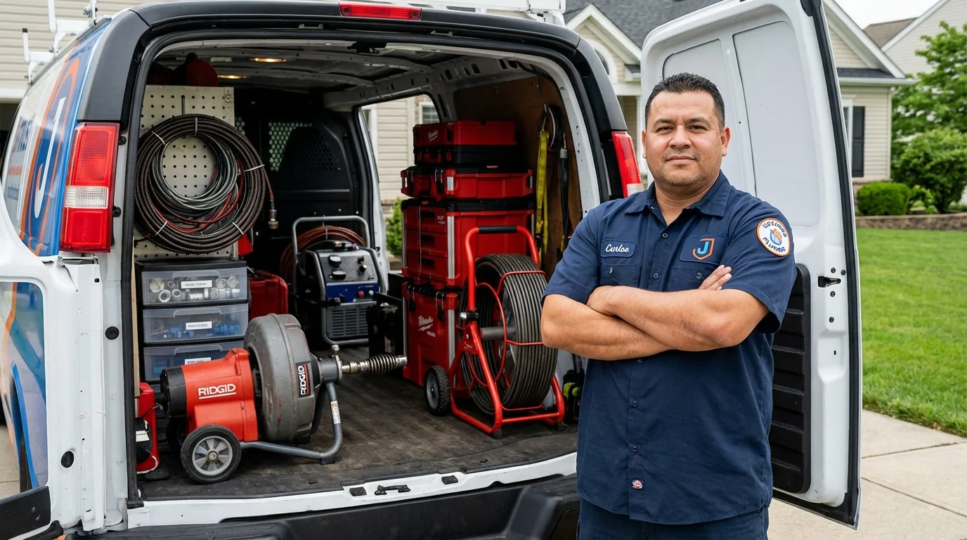 Professional drain cleaning equipment and Johns Plumbing LLC plumber in Jemison