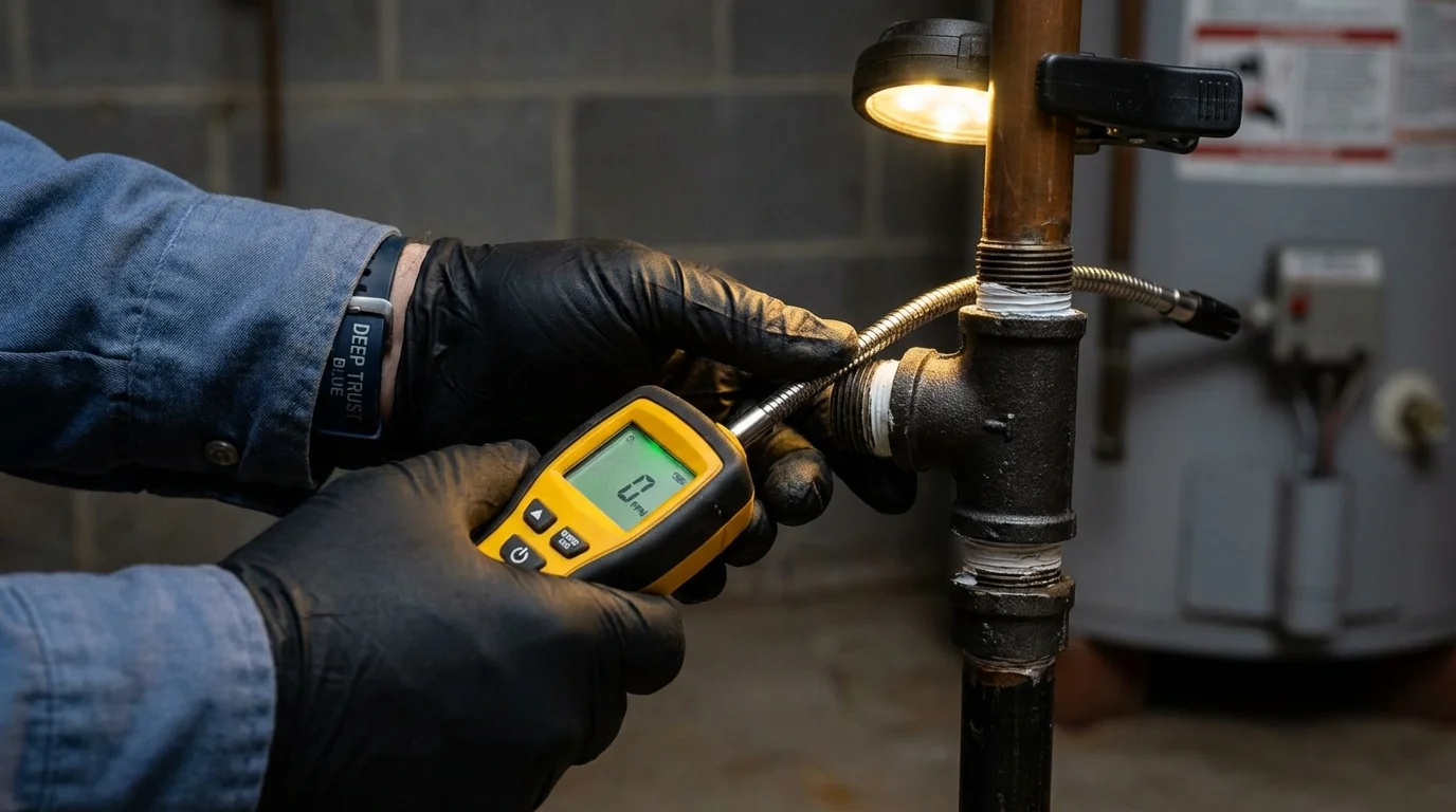 Gas leak detection with electronic sniffer by Johns Plumbing LLC in Jemison
