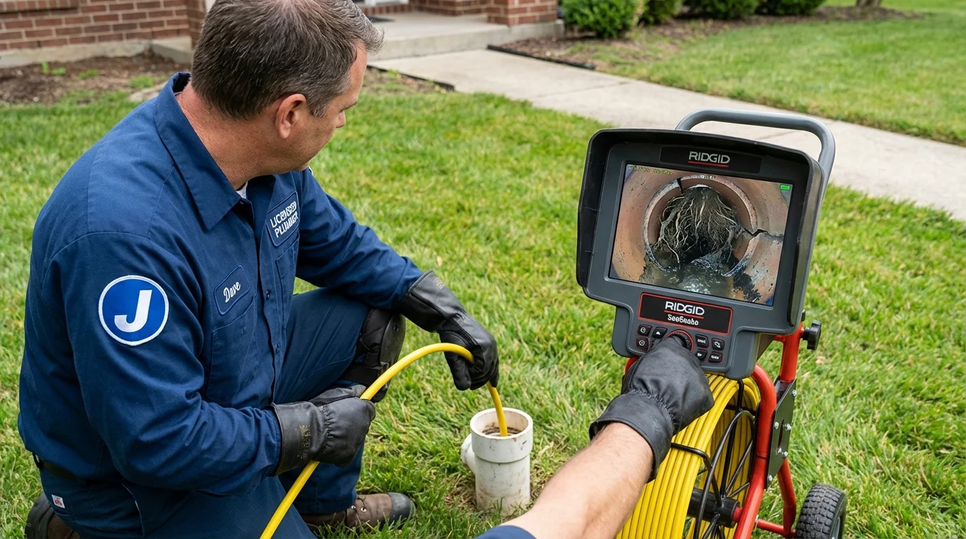 Sewer camera inspection being performed by Johns Plumbing LLC in Jemison